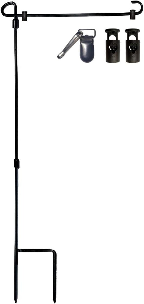 Garden Flag Stand Iron Garden Flag Pole 36.5x16.5 inch with 2 Flag Stopper and 1 Tiger Clip Garden flag stake for Outdoor Decorate Garden Yard...