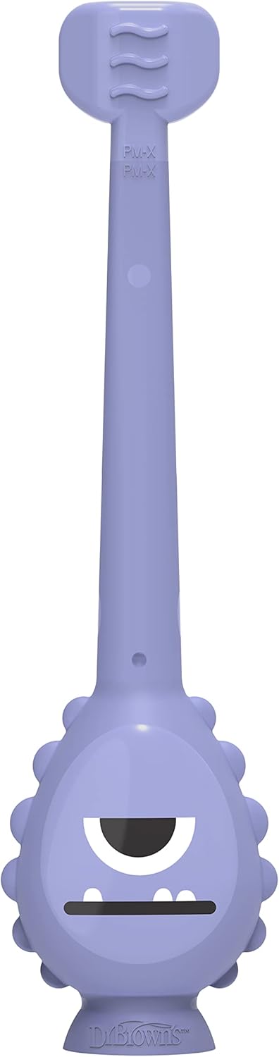 Dr. Brown's ToothScrubber Toothbrush, Three-Sided Toddler Training Toothbrush for Ages 1-4 Years with Suction Cup Base and Color Changing Bristles...