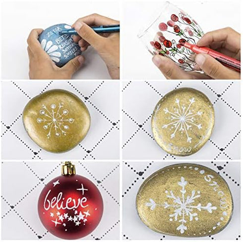 ZEYAR Acrylic Paint Pens, Metallic Colors, Water Based, Medium Point, 12 Colors, Great for Christmas Cards, Album, Rocks, Posters and all kinds of...