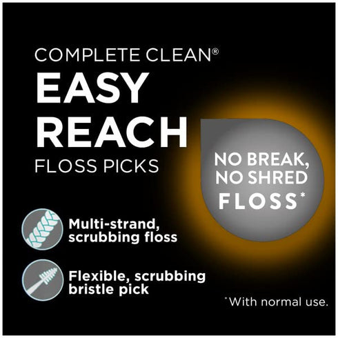 DenTek Complete Clean Easy Reach Floss Picks, Advanced Fluoride Coating, Mouthwash Blast Flavor, 75 ct. (Pack of 4)...