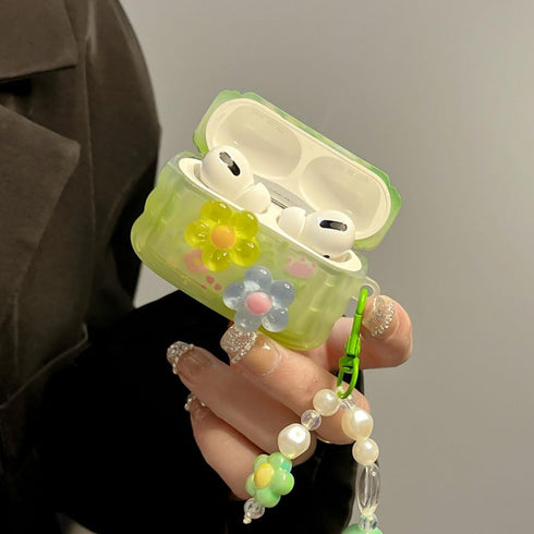 for AirPods Pro Case with Cleaner Kit Cute 3D Curly Wave Frame Flowers Design Preppy Fashion with Keychain, Soft TPU Protective Shockproof AirPod ...