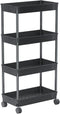 Sooyee 4 Tier Wide Storage Cart Mobile Shelving Unit Organizer Slide Out Storage Rolling Utility Cart Tower Rack for Kitchen Bathroom Laundry, Pla...