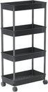 Sooyee 4 Tier Wide Storage Cart Mobile Shelving Unit Organizer Slide Out Storage Rolling Utility Cart Tower Rack for Kitchen Bathroom Laundry, Pla...