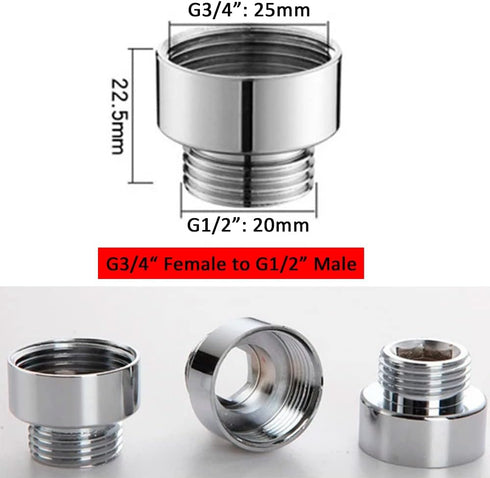 Brass Faucet Adapter, G3/4" to G1/2" Faucet Aerator Adapter Hose Thread Fitting Connector for Washing Machine Dishwasher Garden (Chrome Silver)...