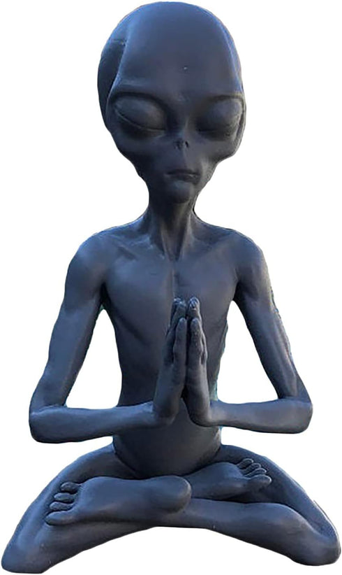 Meditating Alien Garden Sculptures & Statues, Alien Resin Statue Ornament Yard Best Art Decor for Indoor Outdoor Home or Office Collectible Figuri...
