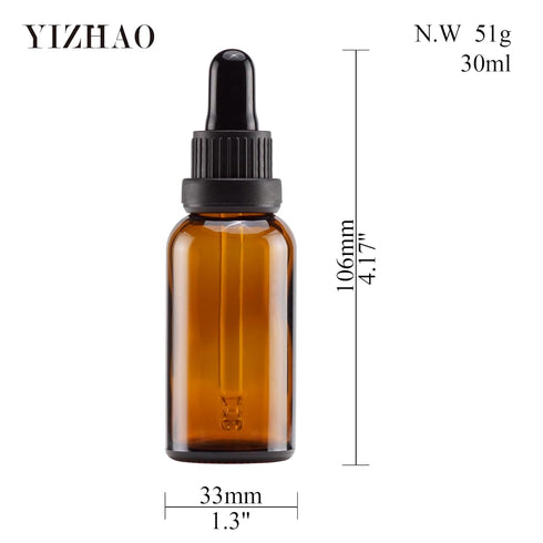 YIZHAO Amber Glass Dropper Bottle 1oz, Tincture Bottles with Glass Dropper, for Essential Oils, Aromatherapy, Cosmetic, Laboratory, Pharmacy, Liqu...