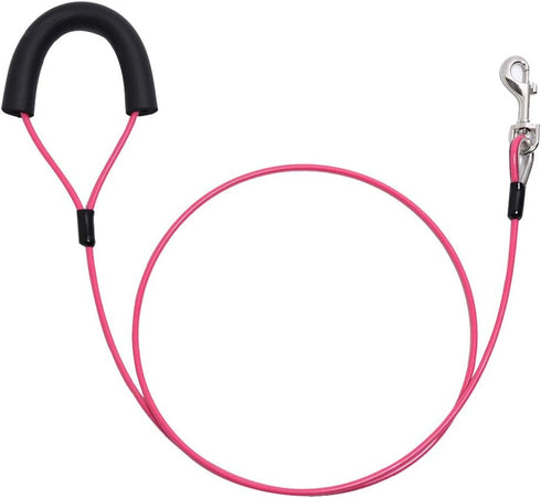 5 ft Dog Tie Out Cable Leash with Coated Steel Cable and Soft Padded Handle Dog Leashes for Medium Dog (Pink)...