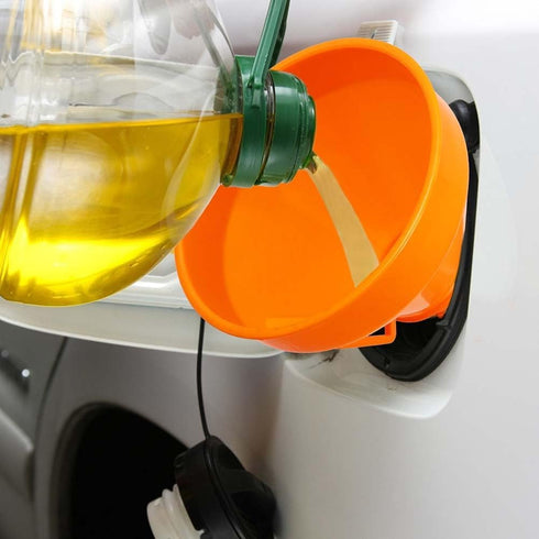 VICASKY 2pcs Angle Plastic Spill with Kerosene Oil Orange Motorcycle Fluids Neck Engine Long Extension Motorcycles Extension, Strainer Funnel Funn...