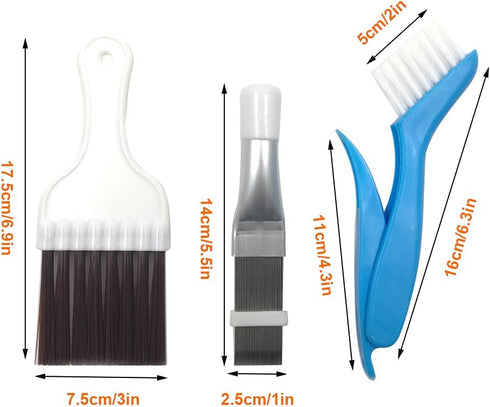 3 Styles Air Conditioner Condenser Fin Cleaning Brush, Premium Stainless Steel Fin Comb, Refrigerator Coil Cleaning Whisk Brush and Multifunction ...
