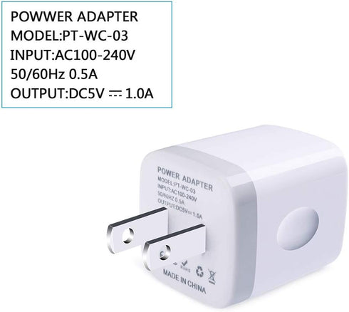 Charging Block for iPhone, Charger Box, USB Cube, NonoUV 10-Pack Single Port Wall Charger 1A/5V USB Outlet Plug Adapter Power Bricks for iPhone 15...