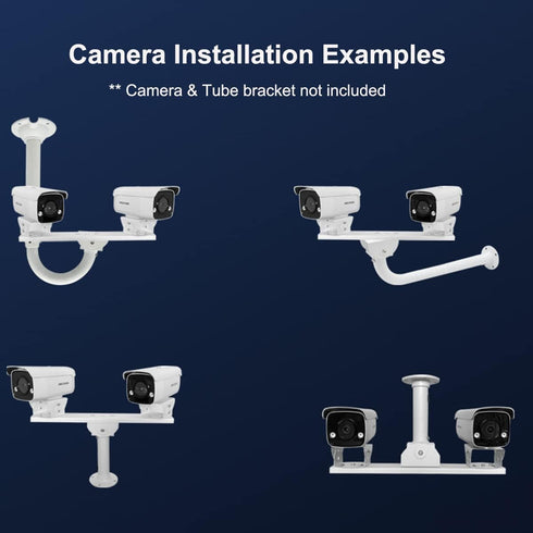 Security Camera Mount Holder for Double Surveillance Camera, Metal Steel One to Two Horizontal Cross Bar Dual Camera Mount Bracket Extension Bar H...