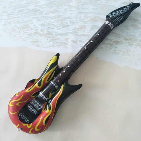 Zerodeko 6Pcs Inflatable Guitars, Blow Up Flame Guitar Toys Air Inflation Musical Instruments 80s 90s Rock and Roll Party Decorations Musicial Par...