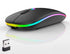 LED Wireless Mouse, Slim Silent Dual-Mode 2.4G+BT Rechargable 7-Color Mouse Portable Mobile Optical Office Mouse with USB Receiver, 3 Adjustable L...