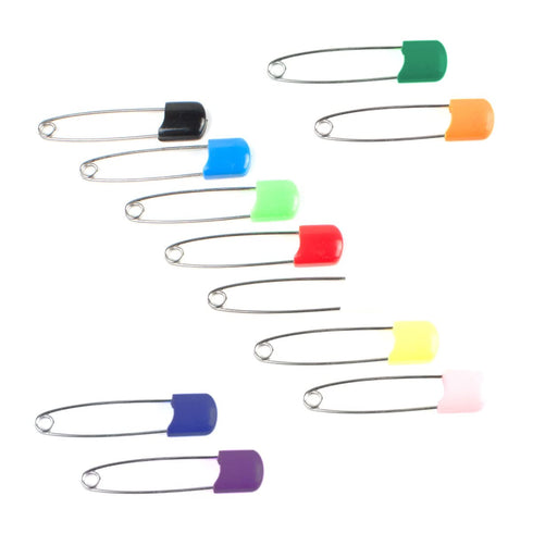 OsoCozy Cloth Diaper Nappy Pins 100 Packs - 100 Stainless Steel Safety Pins with Locking Plastic Heads. Durable, Safe and Cute 2.2 Inches Long (Gr...