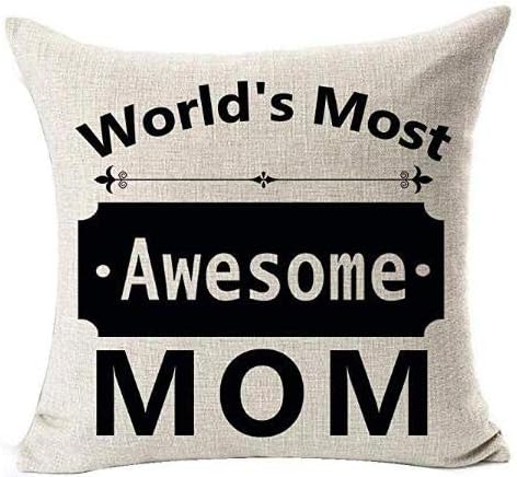 Andreannie Set of 2 Best Gift for Mother Father World's Most Awesome Mom Dad Sweet Blessing Cotton Linen Throw Pillow Case Cushion Cover Home Offi...