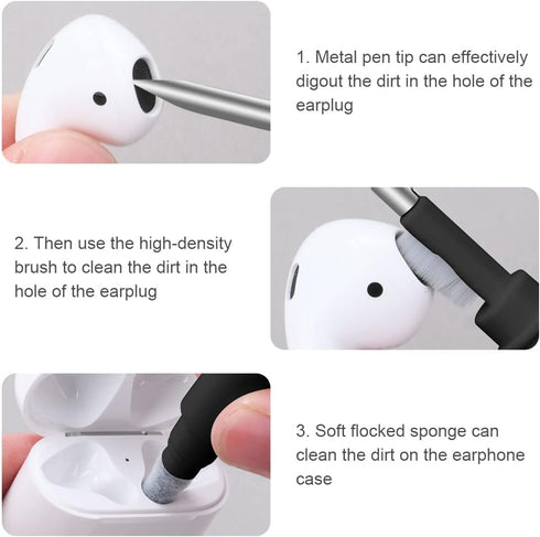 Airpod Cleaner Kit, 3 in 1 Earbuds Cleaning kit,Phone Cleaner kit with Soft Brush for Wireless Earphones Bluetooth Headphones Charging Box Accesso...