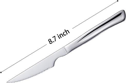 Silver Steak Knife Set, 6 Piece Stainless Steel Kitchen Knife Set & Kitchen Utility Knives, 8.7-inch Silver Serrated Steak Knives, Dinner Knives, ...