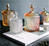 1PCS 300ml/10oz Empty Cylindrical Diamond Crystal Glass Candy Dish Bowl Jars Pots Cans Sample Packing Dispenser Container Storage with Caps for Sn...