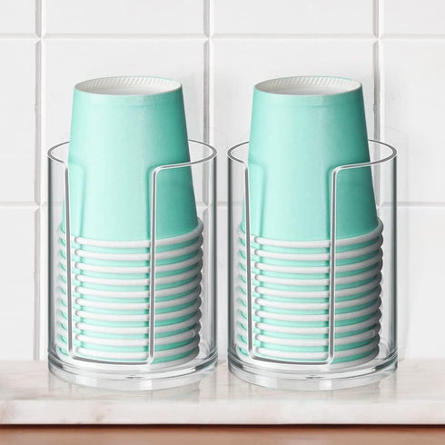 Bathroom Cup Dispenser, Disposable Mouthwash Cups Holder Fit 3oz-4oz Small Paper Cups, Clear Plastic Cup Dispenser for Bathroom Vanity Countertop ...