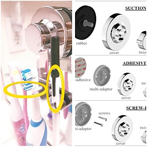 SIMPLELIFE Suction Cup, Mirror, Tile, Wall Mounted, Toothbrush Holder for Bathroom, Does NOT Fall Bathroom Organizer...