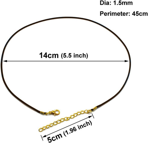50 Pieces 1.5mm Brown Waxed Necklace Cord with Gold Chain Lobster Clasp for Bracelet Necklace and Jewelry Making...