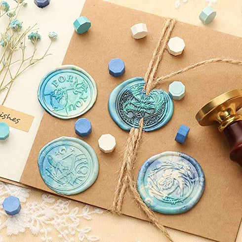Sealing Wax Beads Colorful Macarone 380Pcs with 2PCS Tea Candles and 1 PCS Wax Melting Spoon...
