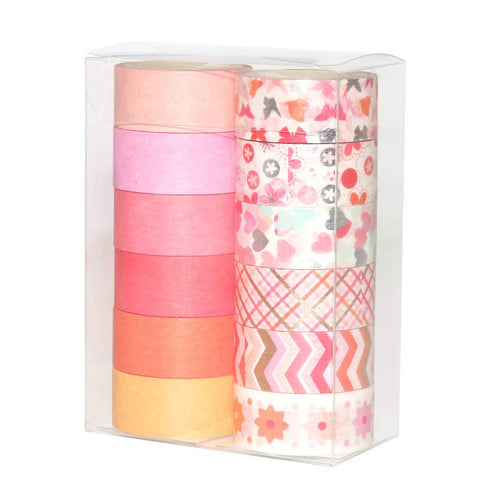 YUBBAEX 12 Rolls Pink Gold Washi Tape Set Masking Decorative Tapes (Pink Mix)...