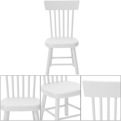 Dollhouse Chair, Miniature Furniture Model Wooden Dining Chair Furniture for 1:12 Doll House Accessory Dollhouse Accessories (White)...