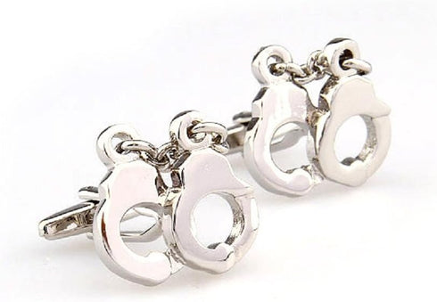 Handcuffs Police Pair of Cufflinks in a Presentation Gift Box & Polishing Cloth...