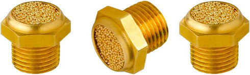 Quickun Pneumatic Muffler Silencer, 1/8” Male Thread Brass Air Exhaust Muffler Sintered Bronze Mufflers (Pack of 3)...