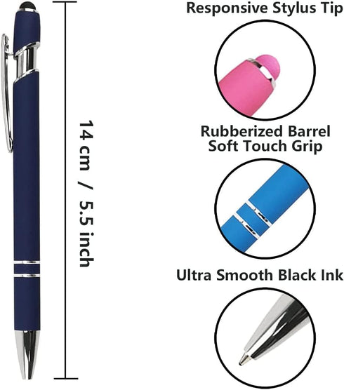 20Pcs Ballpoint Pen with Stylus Tip, Soft Touch Click Metal Pen, Metal Stylus Pen for Touch Screens, 1.0 mm Black Ink (Mixed Color)......