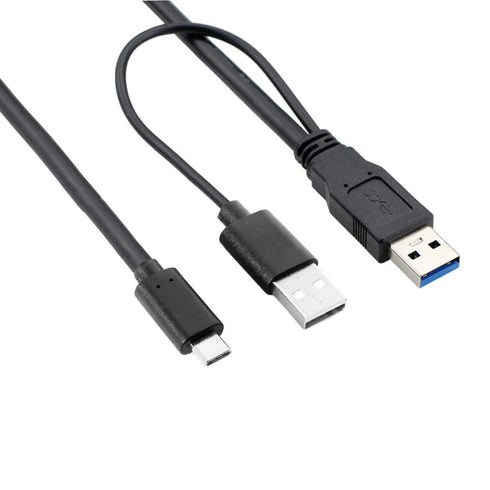 xiwai Type-C USB-C to USB 3.0 Male & USB 2.0 Dual Power Data Y Cable for Laptop & Hard Disk...