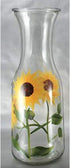 Grant Howard 34 Ounce Capacity Elegant Hand Painted Beverage Glass Carafe Decanter Versatile Drink Pitcher, Sunflower Field Design...