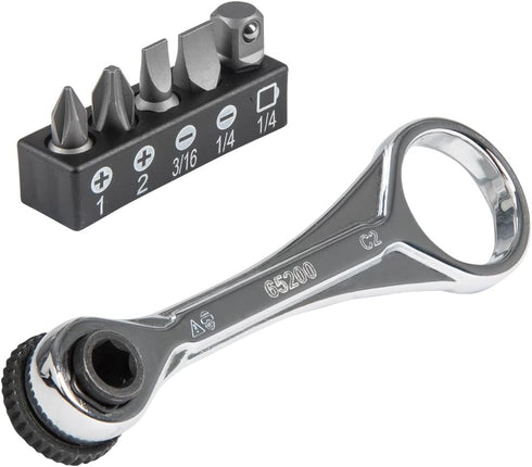 Klein Tools 65200 Ratchet Set, 5-Piece Mini Ratchet Set with Phillips, Slotted, and Adapter for Other Socket Sizes, For Tight Spaces...
