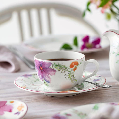 Villeroy & Boch Mariefleur Basic Coffee, Beautiful Premium Porcelain Saucer with Playful Flower Decoration, Dishwasher Safe, 16 cm...