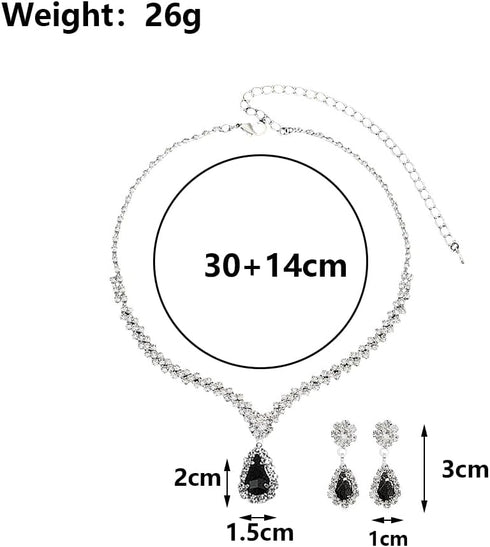 YOOESTORES82 Rhinestone Wedding Jewelry Sets for Women Bridal,Glitter Crystal Teardrop Statement Prom Earrings Necklace Party Costume Jewelry Sets...