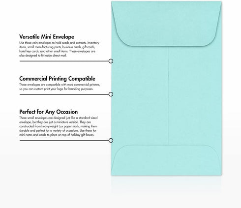 LUXPaper Coin Envelopes, Seafoam, 2 1/4-Inch x 3 1/2-Inch, 50-Count...