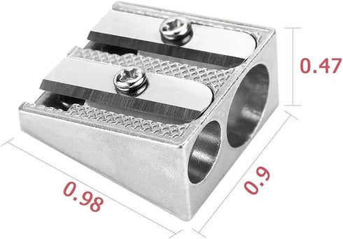 4Pcs Silver Magnesium Pencil Sharpener, Magnesium Metal Pencil Sharpener Manual, Double Holes Rectangular Pencil Sharpener, Handheld Pencil Sharpe...