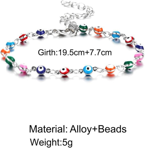 Beads Evil Eyes Ankle Barefoot Link Chain Bracelet Tiny Bead Anklet Boho Summer Beach Foot Chain Jewelry Anklets for Women Girls Sandal Turkish Je...