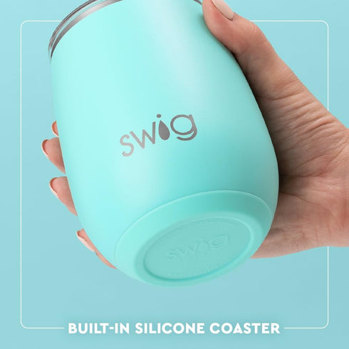 Swig Life 14oz Stemless Wine Cup, Insulated Wine Tumbler with Lid, Stainless Steel Travel Tumbler (White)...