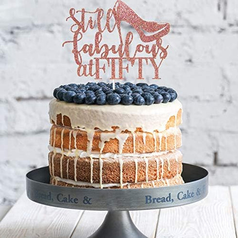 Rose Gold Still Fabulous at Fifty Cake Topper, Happy 50th Birthday Cake Topper, 50th Birthday Party Decoration...