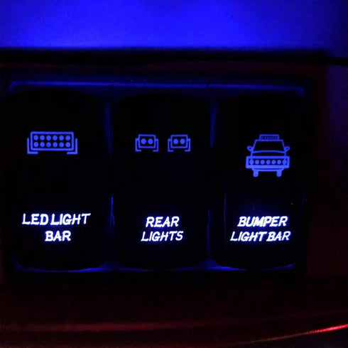 Dasen Rocker Switch 3PCS Laser Sasquatch & Rear & LED Lights Toggle Switch Blue Compatible with ATV UTV SUV...