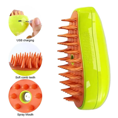 3 in 1 Steamy Pet Brush for Dogs Cats Shedding,Pet Spray Hair Removal Comb, Misting Misty Cat Bath Brush Steaming for Grooming (Green)...