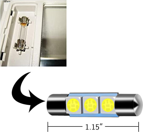 ZHOL SUPER BRIGHT White Vanity LED Light Bulbs Mirror Fuse Sun Visor 3-SMD 5050 Chips, 6641F (A Pair)...