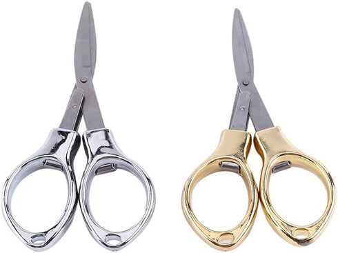 Portable Scissor Keychain Small Mini Folding Scissors Stainless Steel Cutter with Keyring Hole Glassess Shaped Scissors for Travel/School/Office/C...