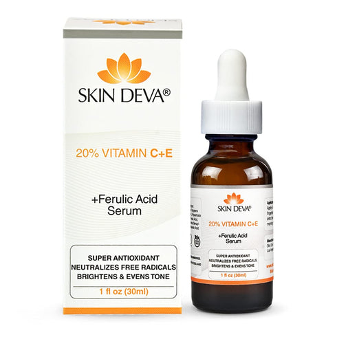 SKIN DEVA 20% Vitamin C Serum for Face with Vitamin E Plus Ferulic Acid Skincare Serum 1 fl oz 30 ML Rejuvenates Skin to Fresh & Neutralizes Free ...