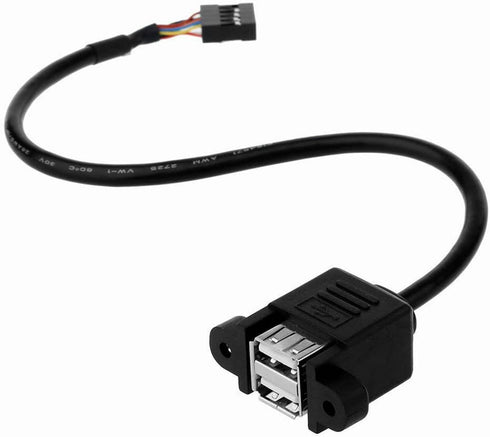 ANRANK 50cm Dual USB 2.0 Type A Female to Motherboard 9Pin Header Cable Adapter with Screw Panel for Computer, Tablet, Printer, Barcode Scanner, C...