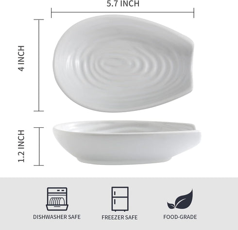 Spoon Rest for Stove Top, 5.7 Inch Ceramic Spoon Holder for Countertop, Farmhouse Utensil Rest for Kitchen Counter Decor, Cute Porcelain Spoon Res...