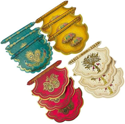 Shagun Envelopes (Pack of 10) Pankha Fan Shaped 2-fold Fancy Designer Set Money Cash Gift Envelope for Indian Wedding/Engagement/Diwali/Birthday/A...