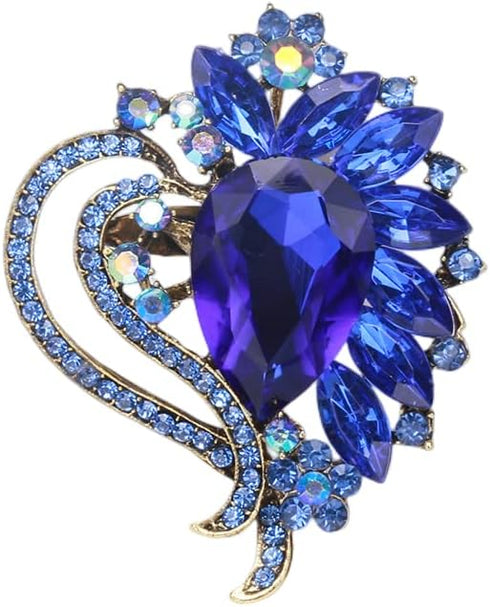 Mlouye Rhinestone Teardrop Brooch Ribbon Crystal Brooches Pins Broaches for Women Winter Holiday...